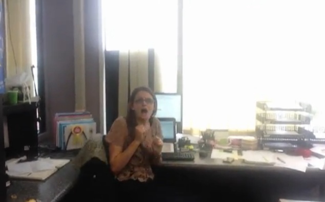 Scaring the Promo Chick for Halloween!