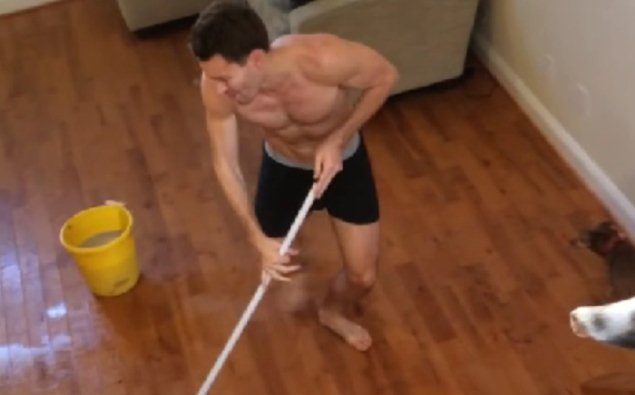 VIDEO: Busted grooving with the mop