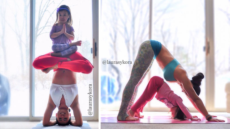 Mother and Daughter's Yoga Poses