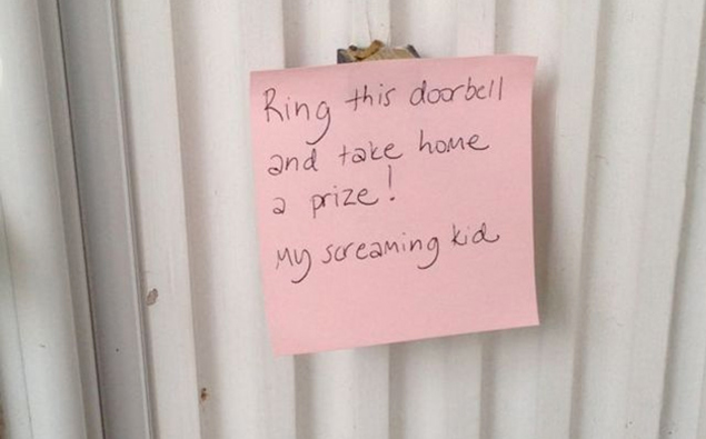 Hilarious Doorbell Notes From Exhausted Parents