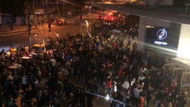 People flood into the streets following a massive earthquake off the coast of Chile. Photo / Supplied via Twitter