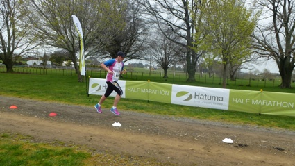 Sarah completing the Hatuma Half Marathon in Waipukurau 