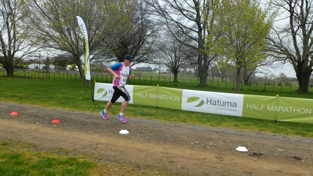 Sarah completing the Hatuma Half Marathon in Waipukurau 