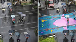 These Colourful Murals Appear On Roads Only When It’s Raining