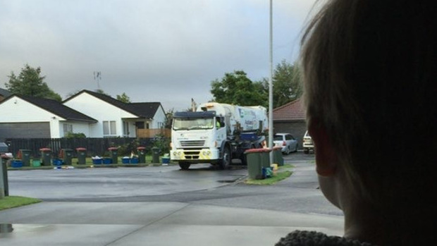 As soon as Alex Brown hears the rubbish truck he runs to the door, says his dad. Photo / Getty Images