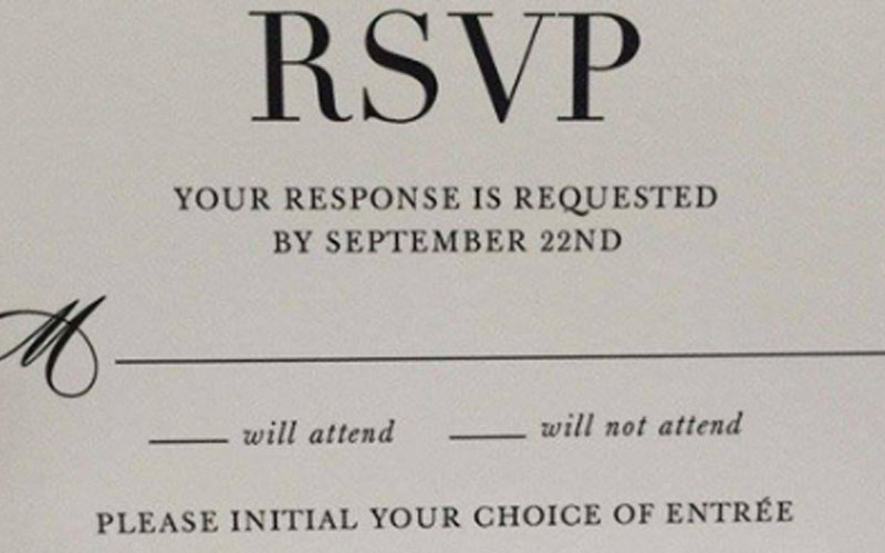 Confusing Wedding Invite RSVP Card Includes Strange Meal Offer