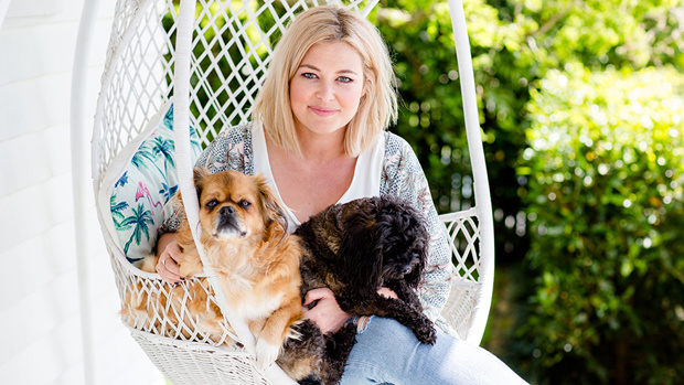 Radio host Sarah Gandy on her swinging chair. Photo / Babiche Martens