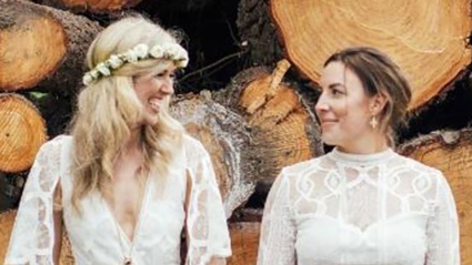 Charity, (left), and her partner Phoebe wed in a special ceremony in New Zealand. Photo / Samantha Brennan / Amber and Rose Photography