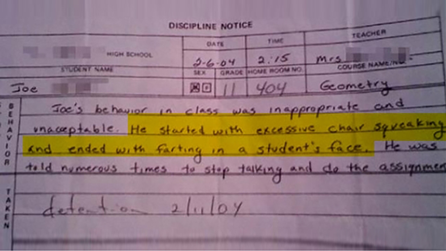 Hilarious reasons why kids have been sent to detention