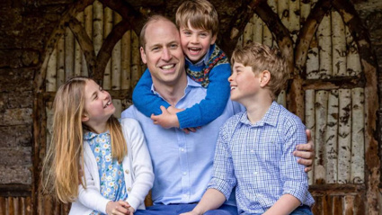 Prince William with children Princess Charlotte, Prince Louis and Prince George. Photo / Millie Pilkington