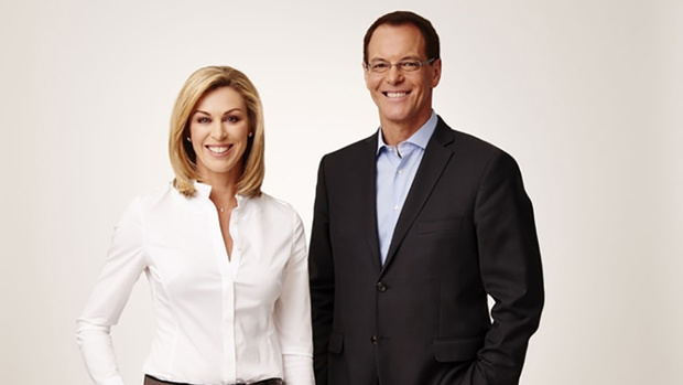 Wendy Petrie and Simon Dallow from One News. Photo / TVNZ.
