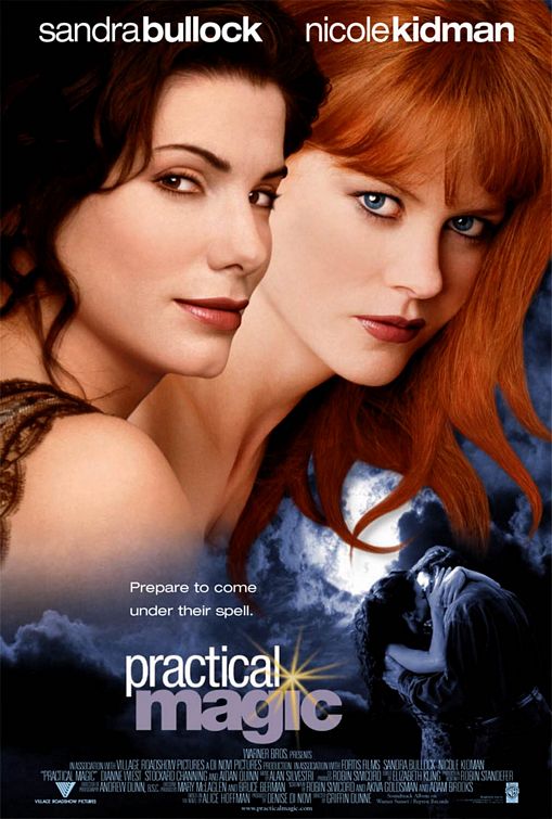Witchy rom-com Practical Magic sees Sandra Bullock and Nicole Kidman star as magically-gifted sisters who use their powers to grant spells for love.