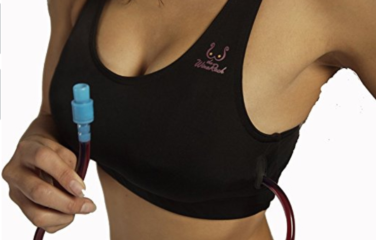 This bizarre push-up bra doubles as a wine holder