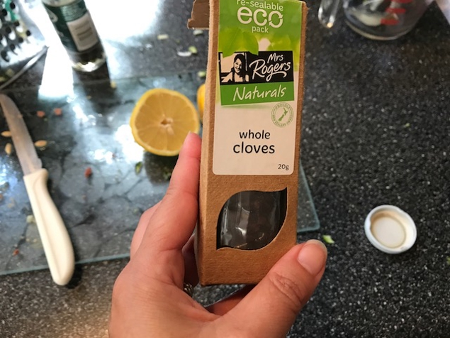 Whole cloves in pantry...knew they'd come in handy at some stage