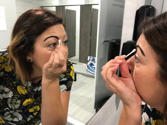 Tidying up splotches before they dry