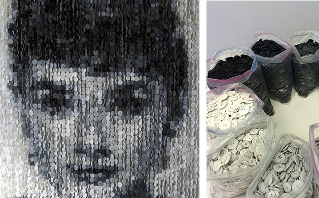 Celebrity Portraits Made With Buttons