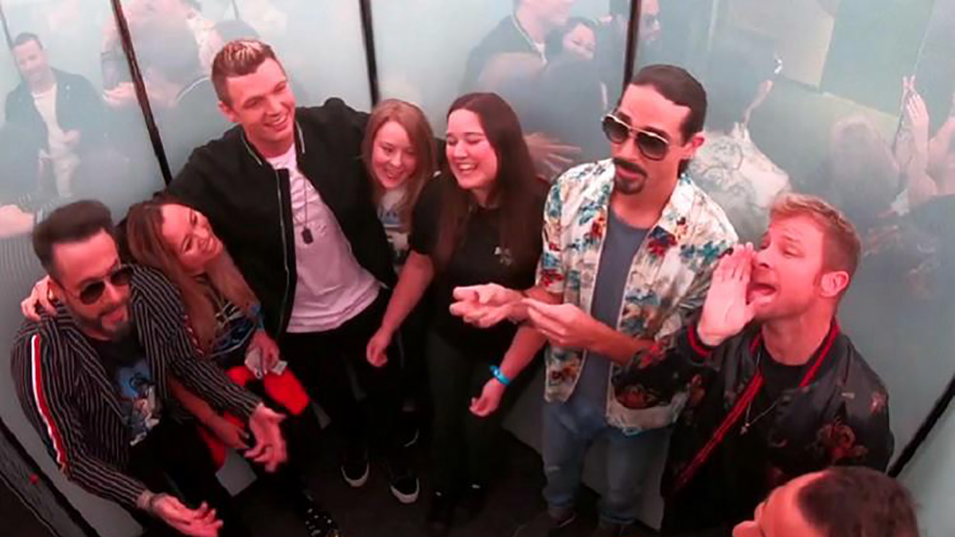 Backstreet Boys prank fans with surprise impromptu elevator singalong - and it is awesome!