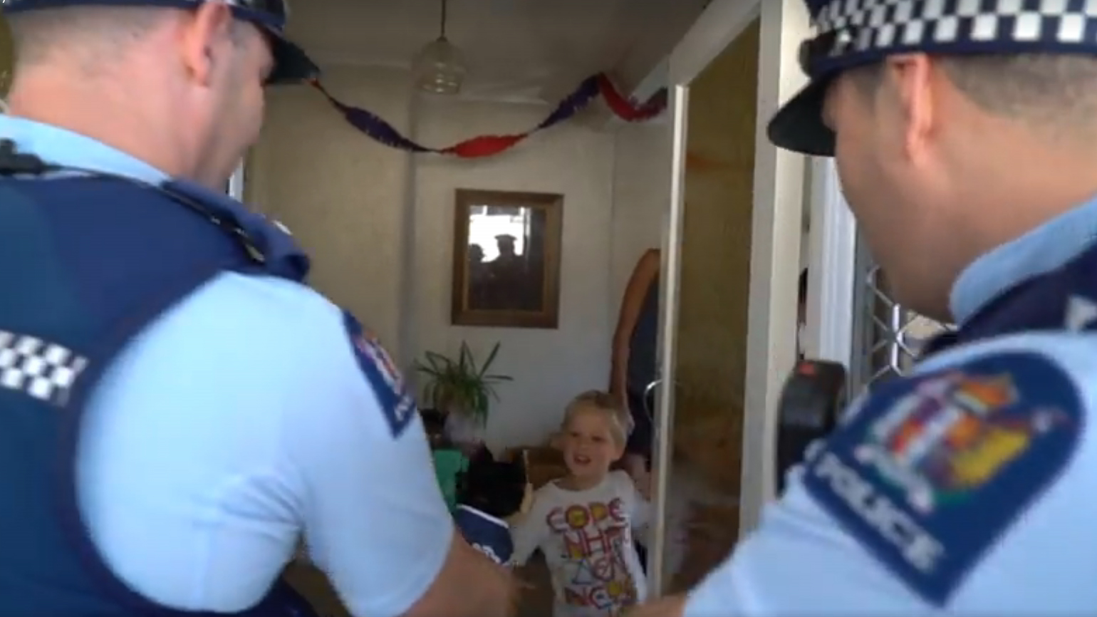 New Zealand police surprise five-year-old birthday boy after he invited them to his party by calling 111