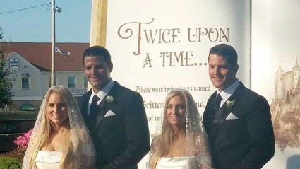 The wedding was dubbed 'Twice Upon a Time'. Photo / via Facebook