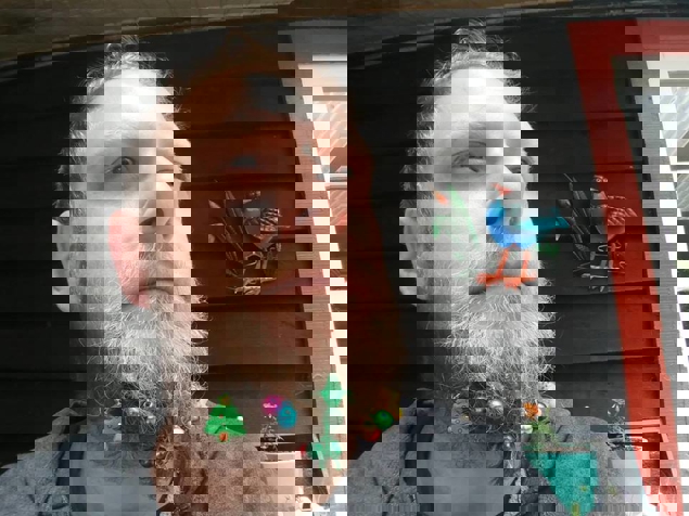 He's been twisting in those little hair bands