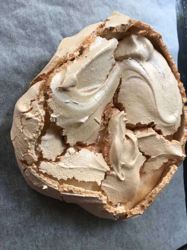 I reckon I should've trusted my instincts and cut the cooking time by about 10mins, but can see it's still got softness on the inside. More space for cream