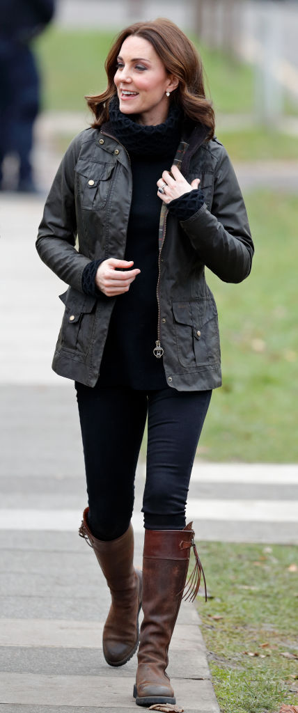 Kate Middleton keeping it casual in a Barbour coat and Penelope Chilvers boots in November 2017. Photo / Getty