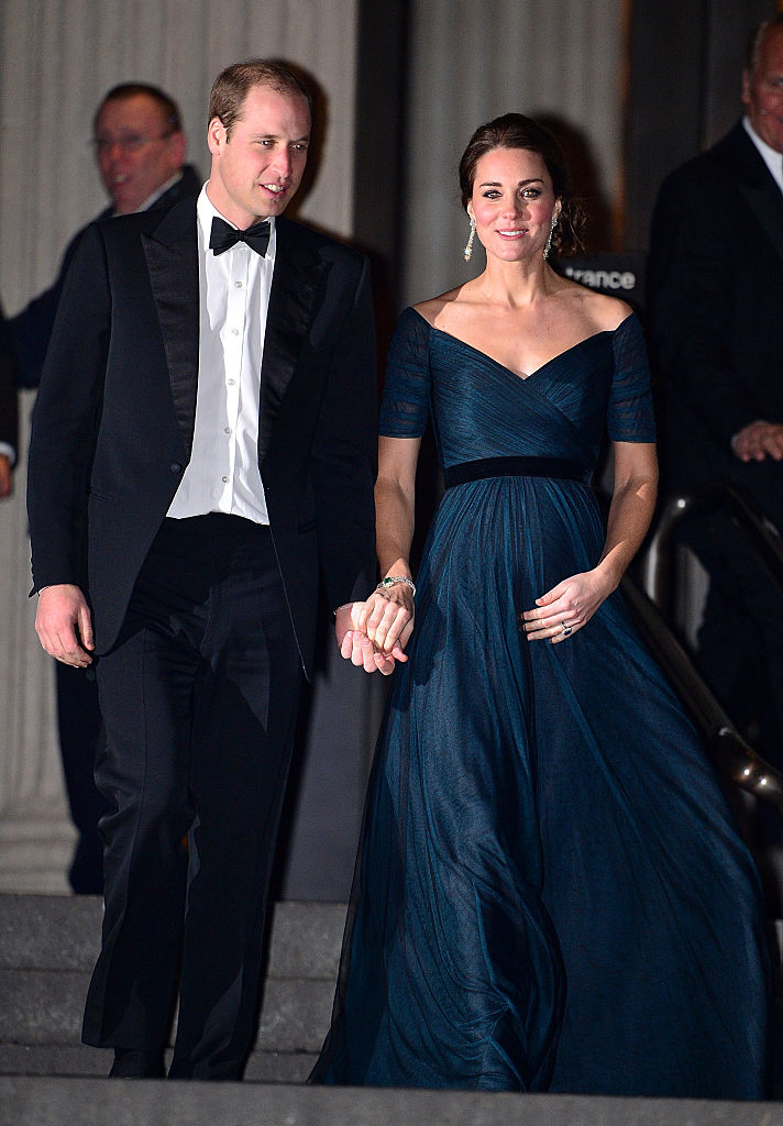 Kate Middleton wearing a teal evening gown in December 2014. Photo / Getty