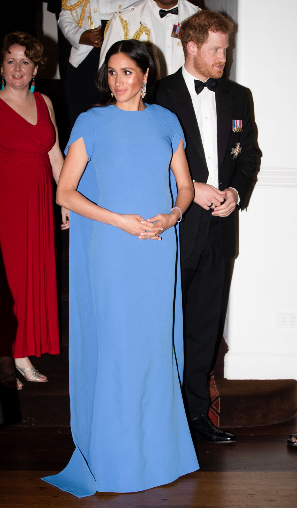 Meghan Markle wearing a blue Ginkgo evening gown in October 2018. Photo / Getty