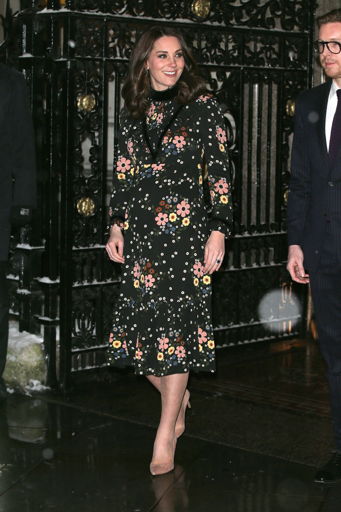 Kate Middleton wearing an Orla Kiely floral dress in February 2018. Photo / Getty