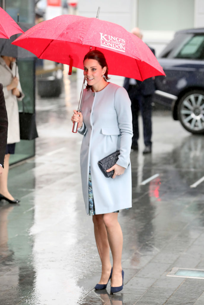 Kate Middleton wearing a light blue coat in January 2018. Photo / Getty