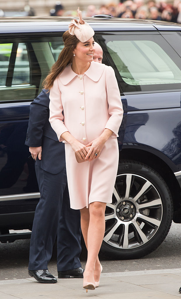 Kate Middleton wearing a matching pink coat and hat in March 2015. Photo / Getty
