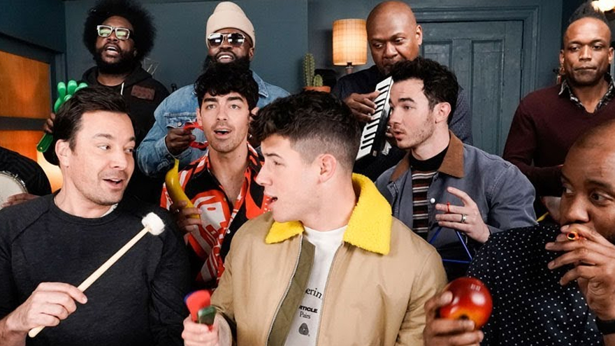 Watch the Jonas Brothers and Jimmy Fallon perform ‘Sucker’ with only toy instruments