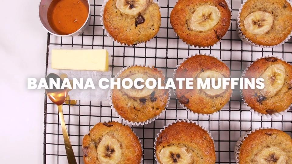 Quick and easy banana choc chip muffins recipe