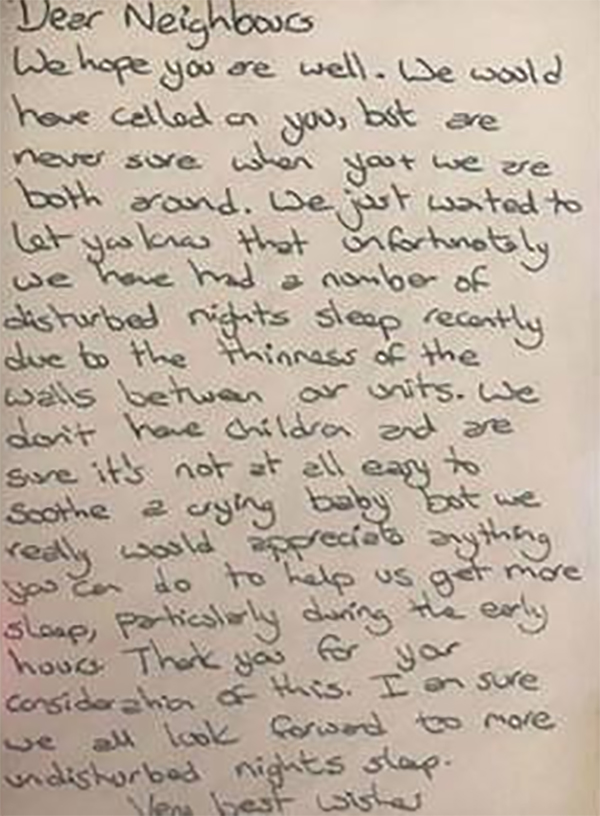 Mum Fuming After Receiving Unbelievable Note From Neighbours About