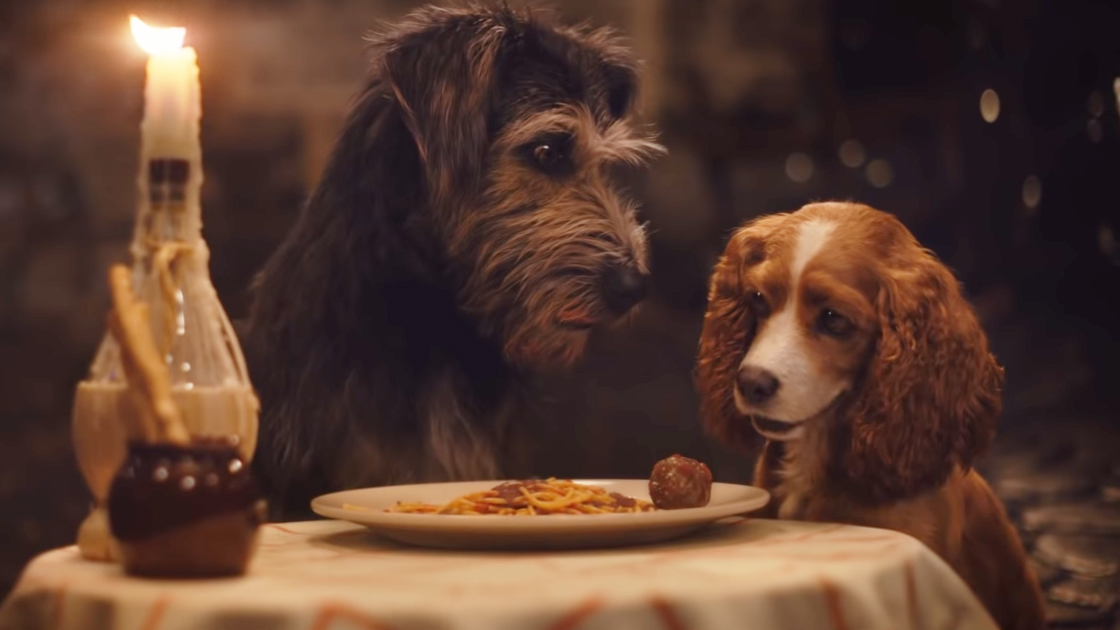 Lady and the Tramp share adorable meatball moment in full trailer for new live action movie