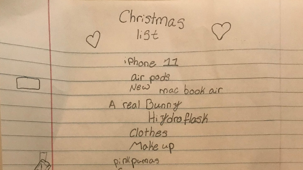 10-year-old girl's ridiculous Christmas wish list filled with extravagan... - Thumbnail Image