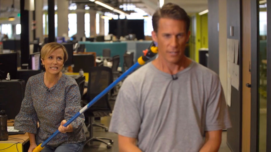 Hilary Barry ruins Jeremy Wells' hair on 'Seven Sharp' with hilarious 'social distance haircut'