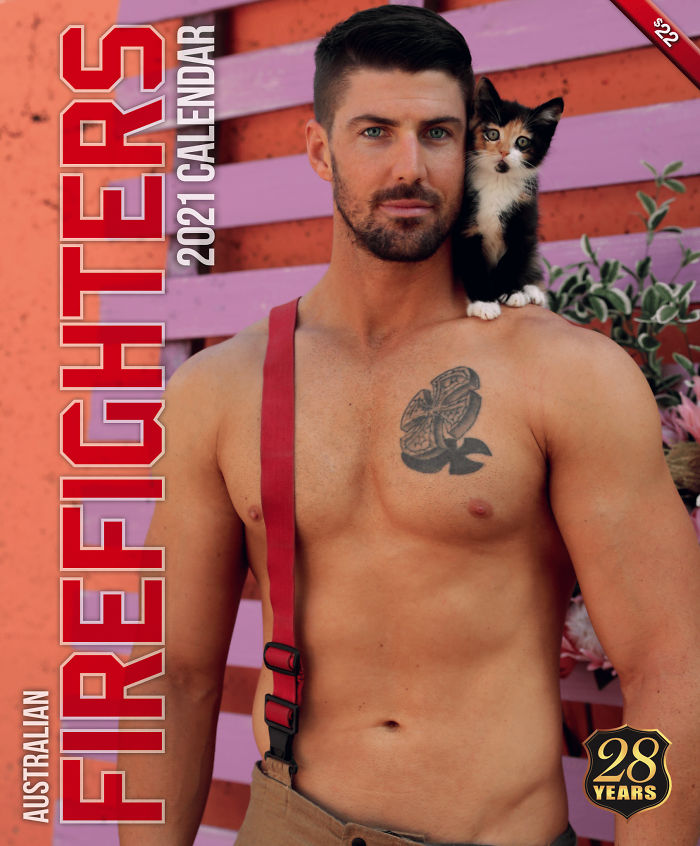 Aussie Firefighters Pose Shirtless With Adorable Animals For 2021 Charity Calendars nz firefighters calendar 2021