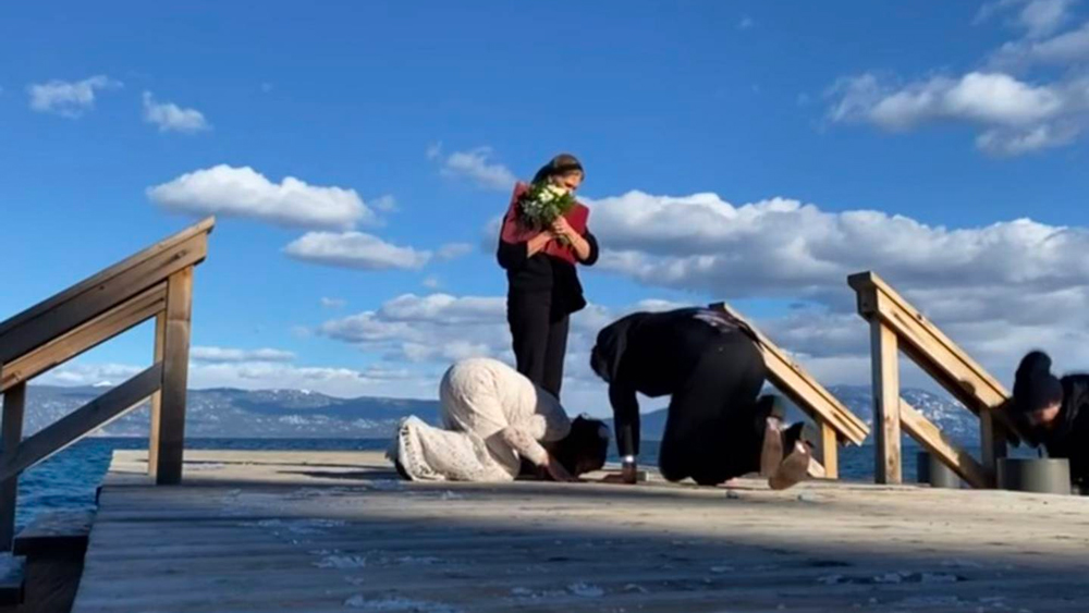 Watch the moment a groom drops bride's wedding ring in the lake during ceremony