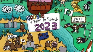 Year in Search 2023 illustration by local artist Sarah May Little. Photo / Supplied