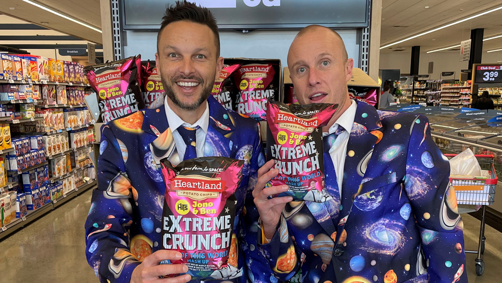 Brand new 'Out of this World' chip flavour created by Jono and Ben with Heartland is out now!
