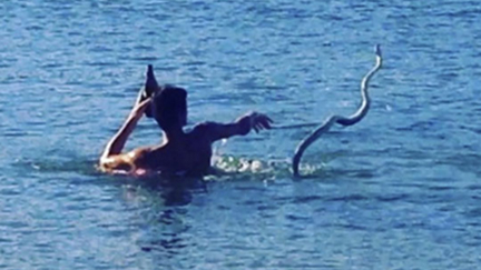'Straya Alert: Man Takes Pet Snake For A Swim With Beer In Hand