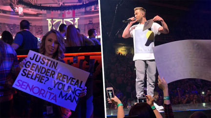 Justin Timberlake stops concert midway through to help fan with spectacular gender reveal!