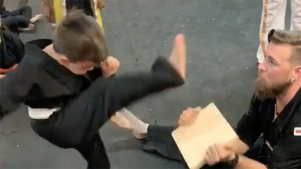 Tearful little boy finds strength from karate classmates to break board in adorable viral video