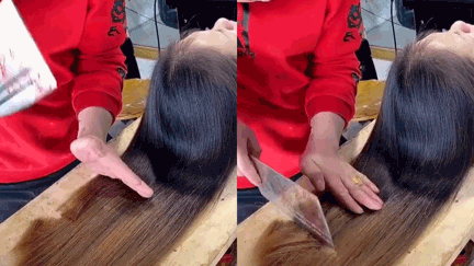 Woman gets her hair cut with a meat cleaver and the results are hilariously bad