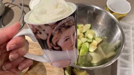 Estelle tries out a treat the pup and bub can share