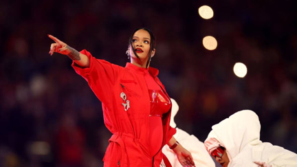 Rihanna shares exciting baby news during stunning Super Bowl halftime performance