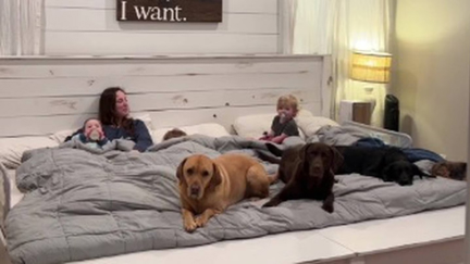 Family go viral after they share a video of their giant bed that they all share