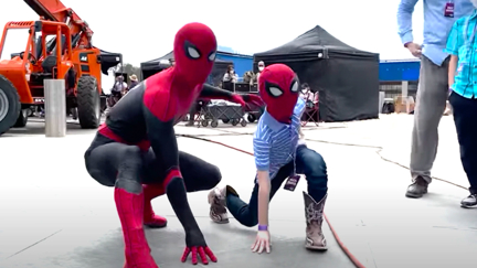Spider-Man stars surprise young boy who saved his sister from dog attack