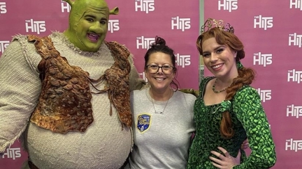 Shrek and Fiona giving their best 'That'll Do Donkey!' with Estelle